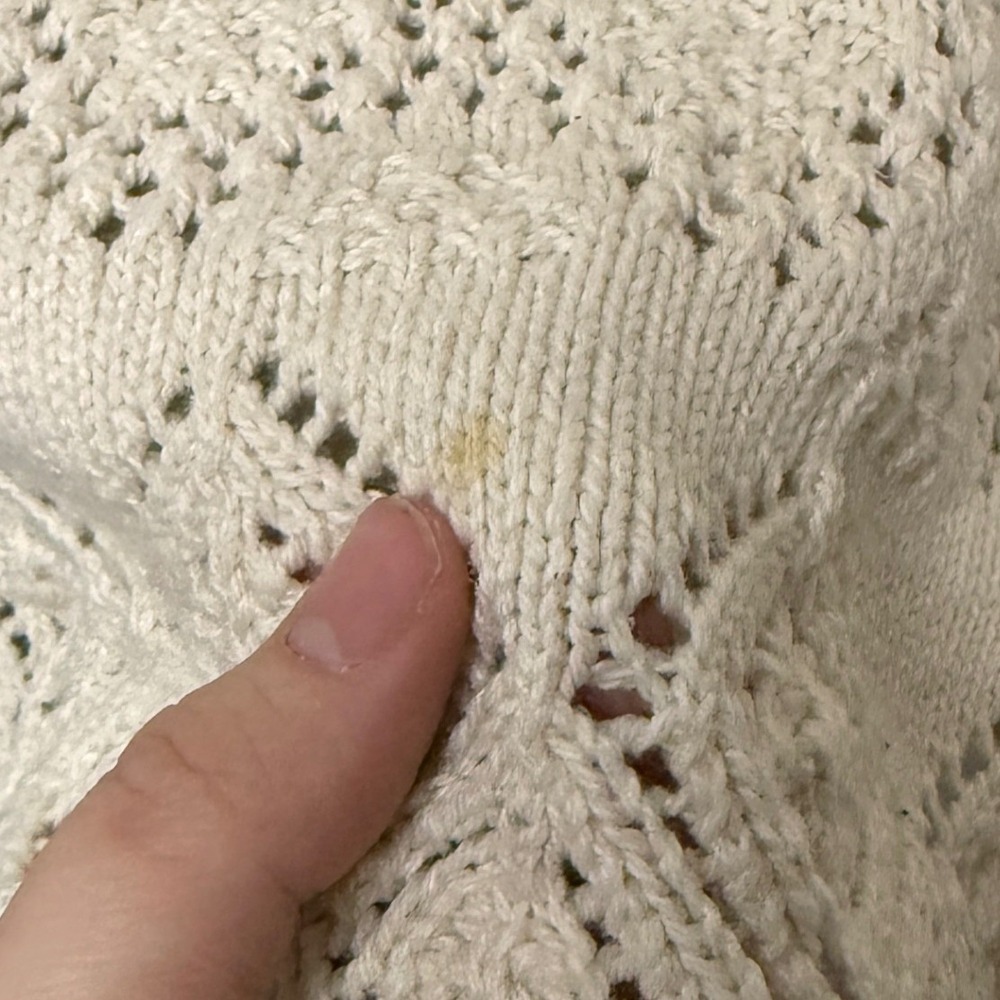 Vintage Womens Medium Pointelle Knit Cotton Cardigan Cottage Fairy Boho Festival - Picture 6 of 9